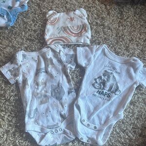 Adorable Gray and White Animal Print Baby Onesies